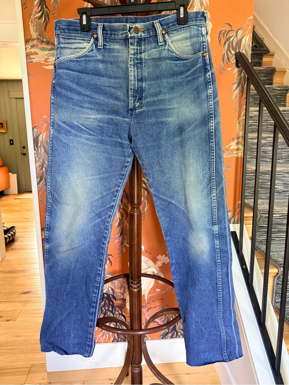 Wrangler Blue Straight Jeans with Faded Finish